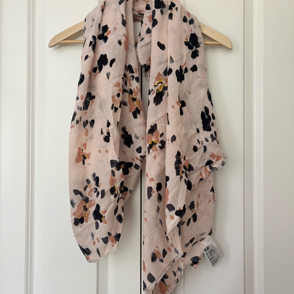H&M Floral Print Scarf - Pink and Black